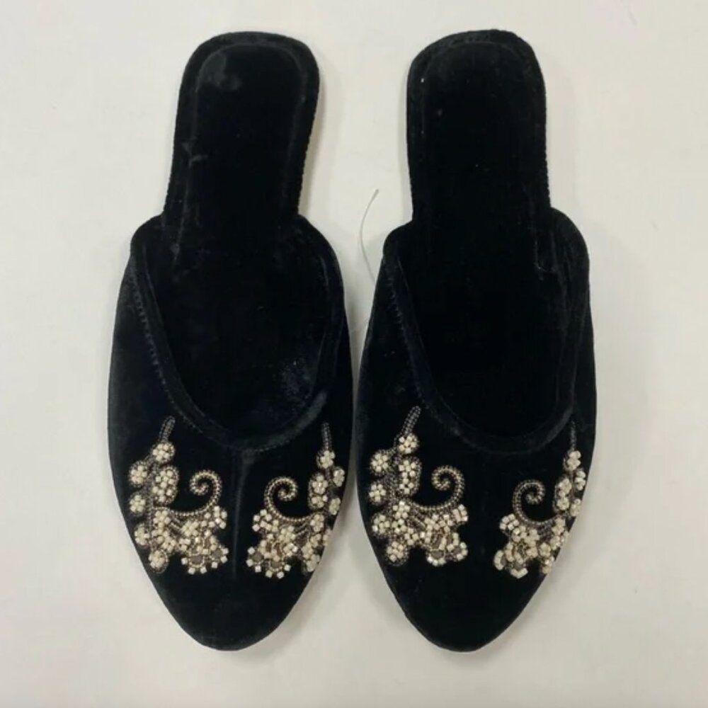 Gap Black velvet & embellished slippers